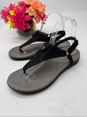 Ergofoot Women's Black Slingback Thong Sandals - Comfortable Casual Wear Size 8
